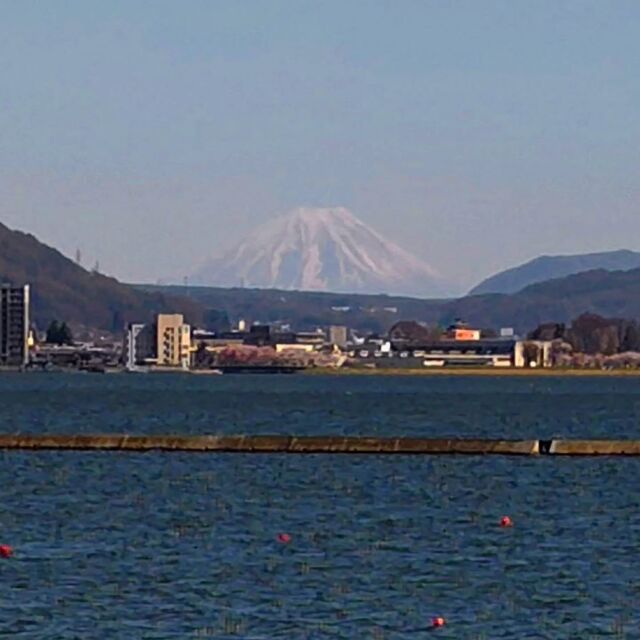#諏訪湖畔 から見えた#富士山