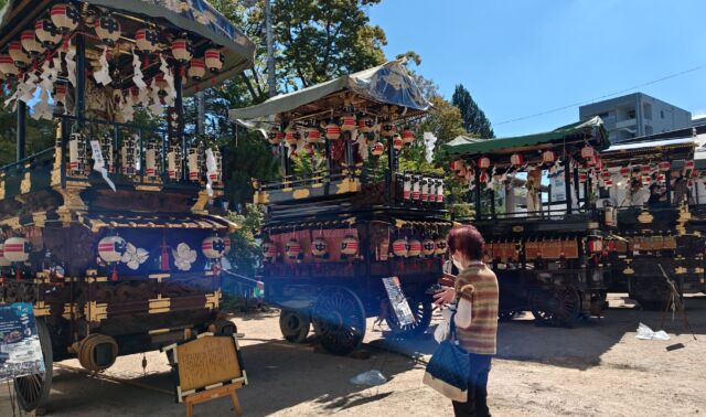松本 #四柱神社 #神道祭 で、今年は #枡形跡広場 にも並べられた #舞台(#山車)